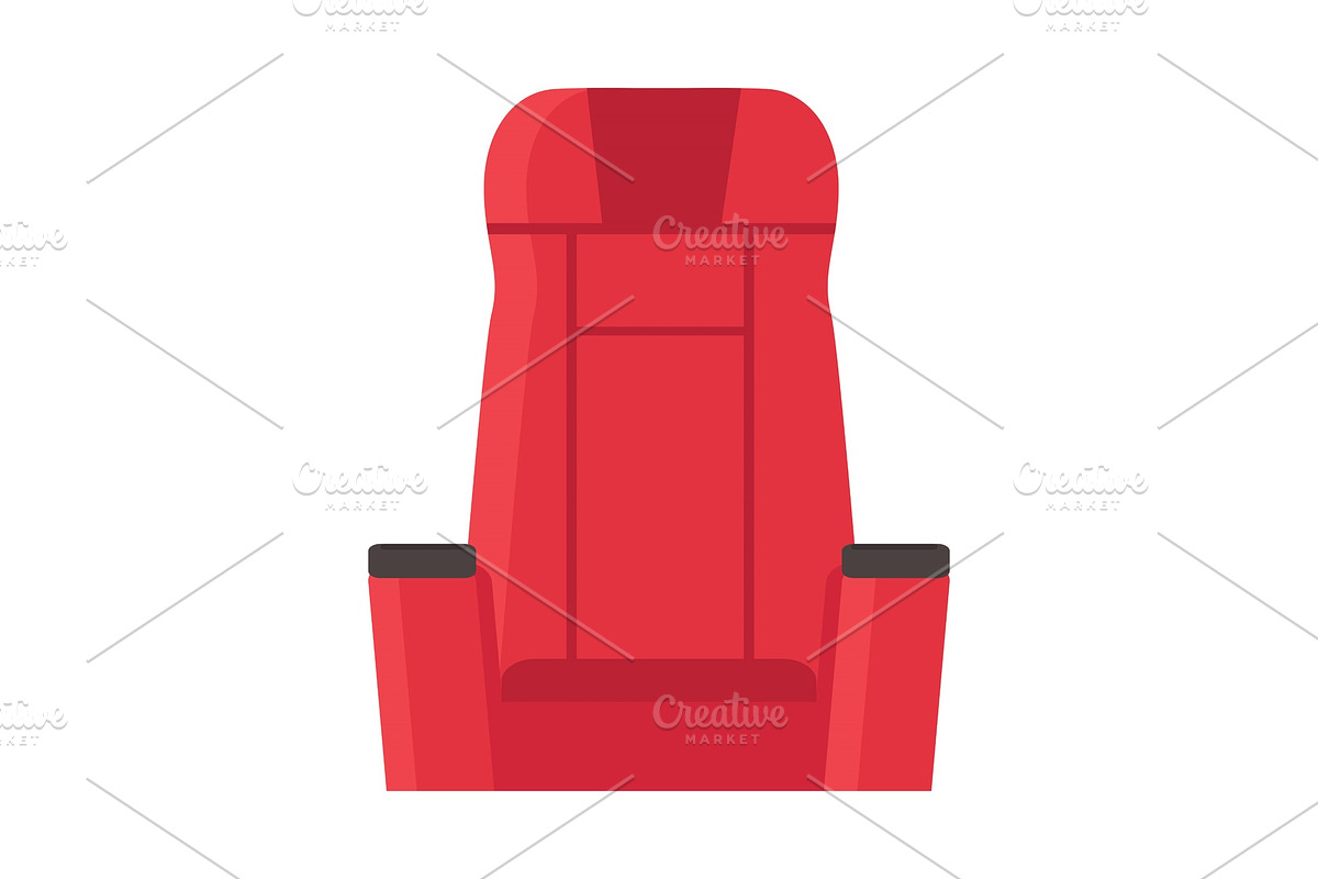 Cinema Red Velvet Chair Isolated on in Objects - product preview 8