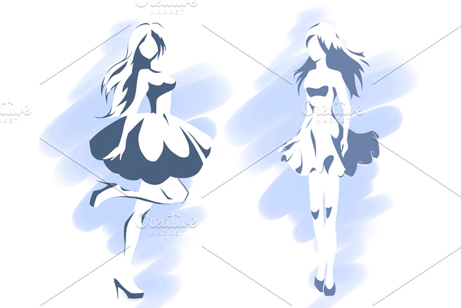Outline silhouette of slender girl