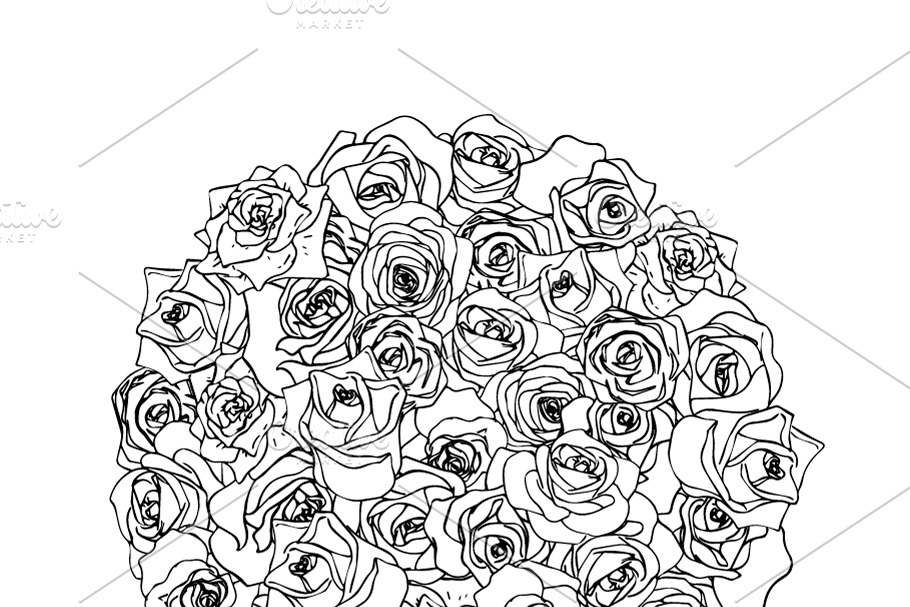 A lot of beautiful outline rosebuds