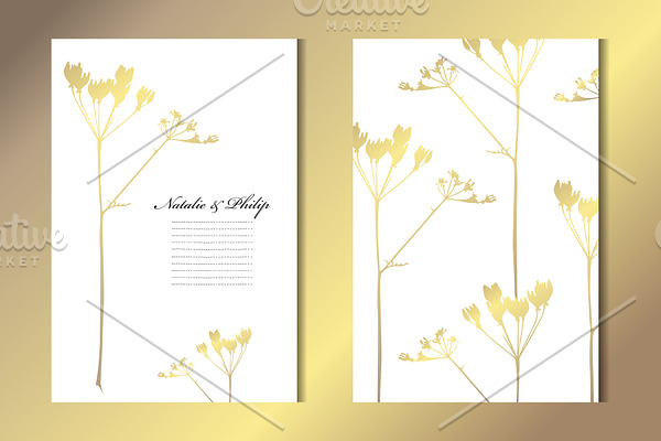 Golden Floral Card Template
