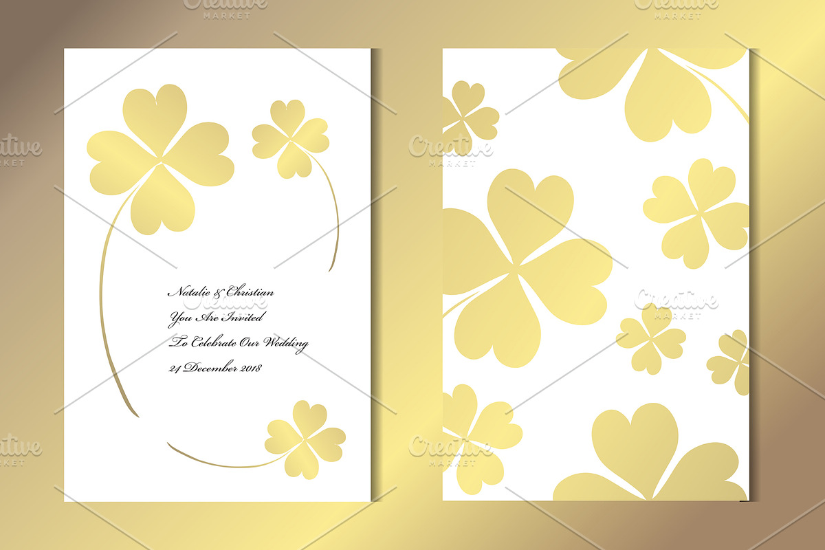 Golden Clover Card Template in Postcard Templates - product preview 8