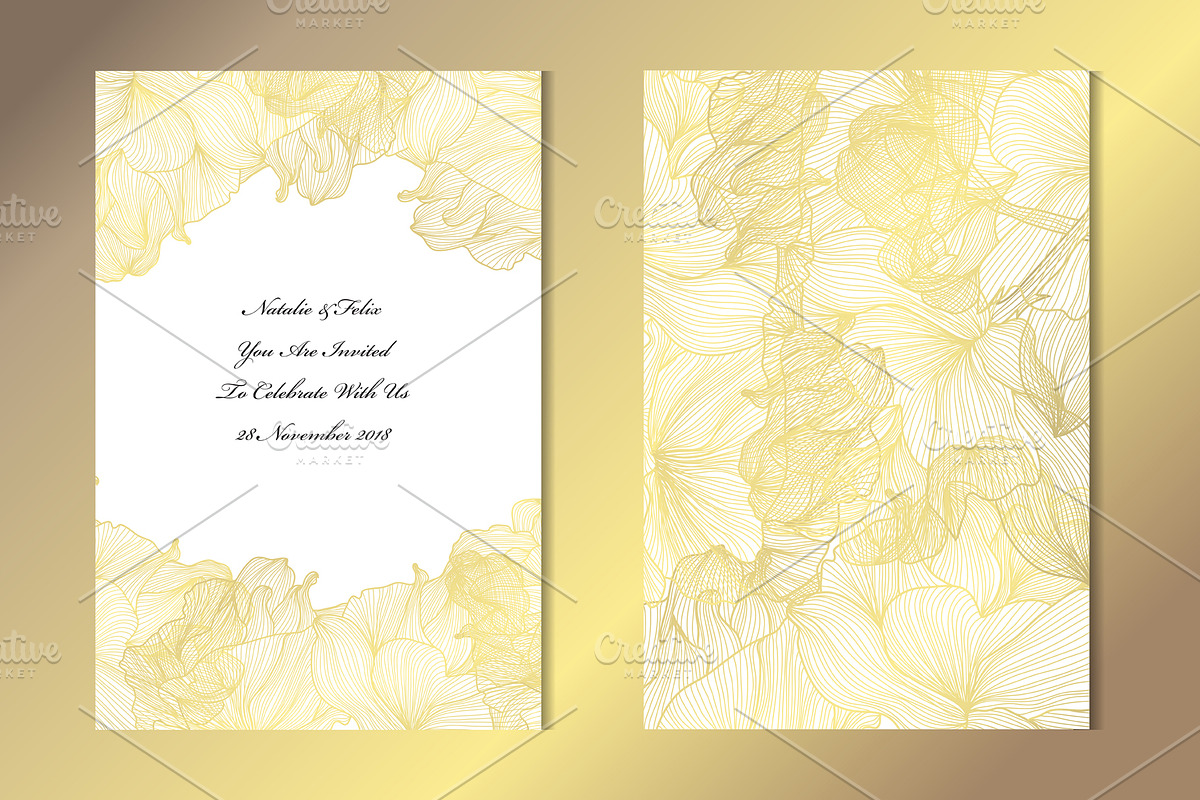 Golden Rose Card Template in Postcard Templates - product preview 8