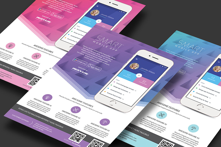 Colorful App Flyer Template in Flyer Templates - product preview 8