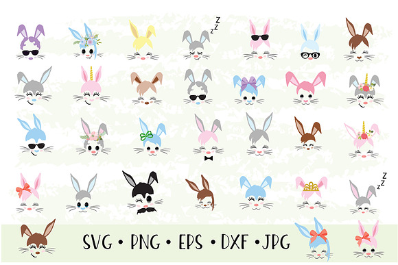 Happy Easter Bunny face Clipart in Illustrations - product preview 1
