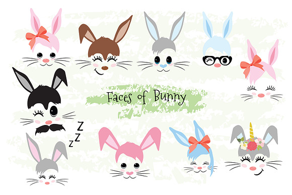 Happy Easter Bunny face Clipart in Illustrations - product preview 3