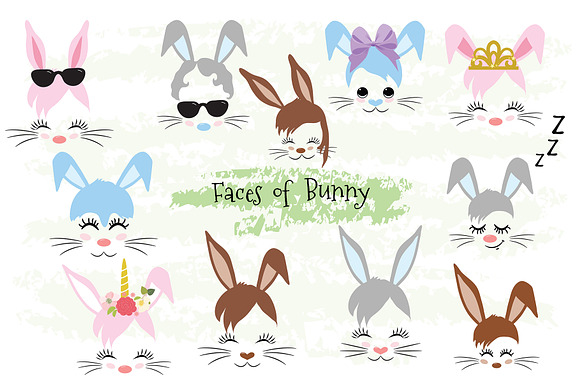 Happy Easter Bunny face Clipart in Illustrations - product preview 4