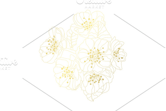 Golden Cherry Blossom Card Template in Postcard Templates - product preview 1