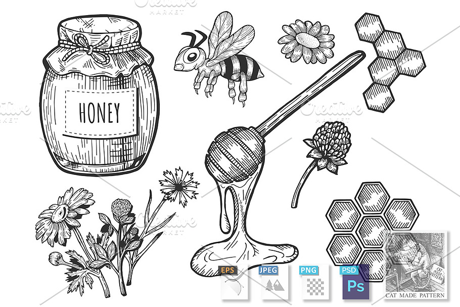 Honey set in Illustrations - product preview 8