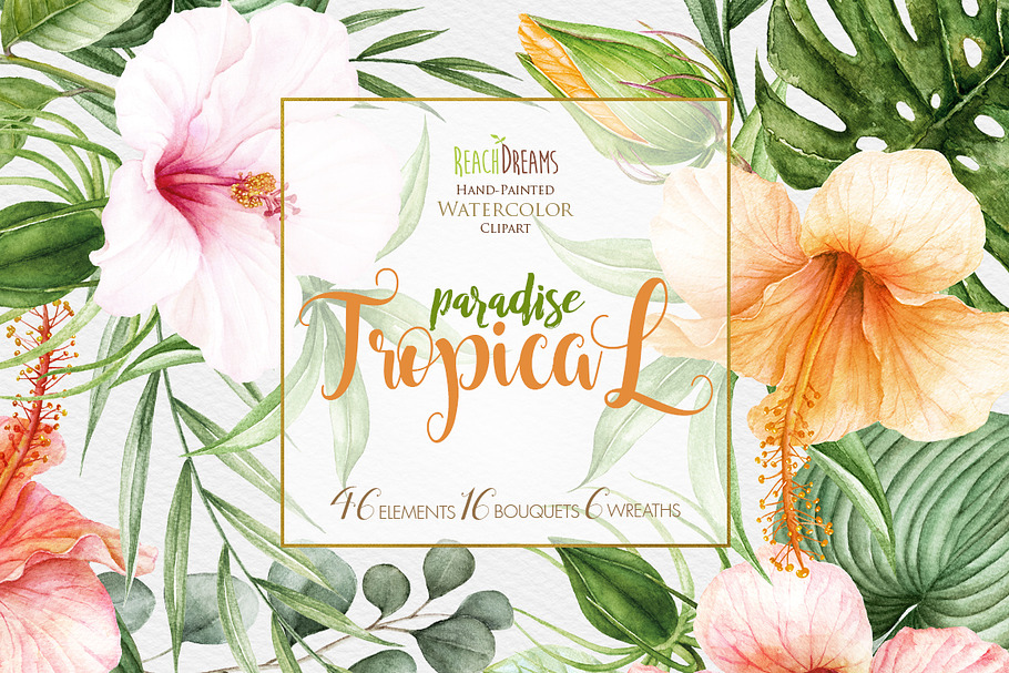 Tropical watercolor collection in Illustrations - product preview 8