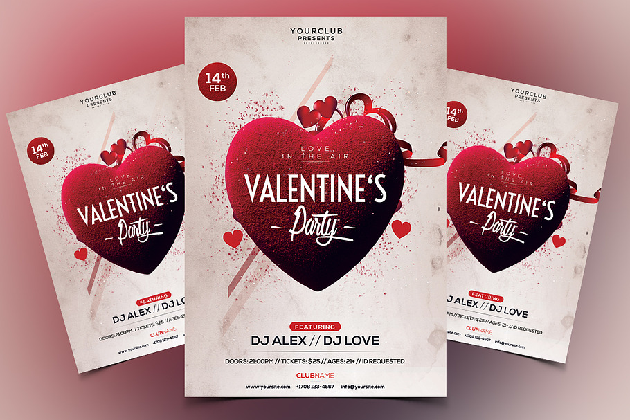 Valentine's Party PSD Flyer Template