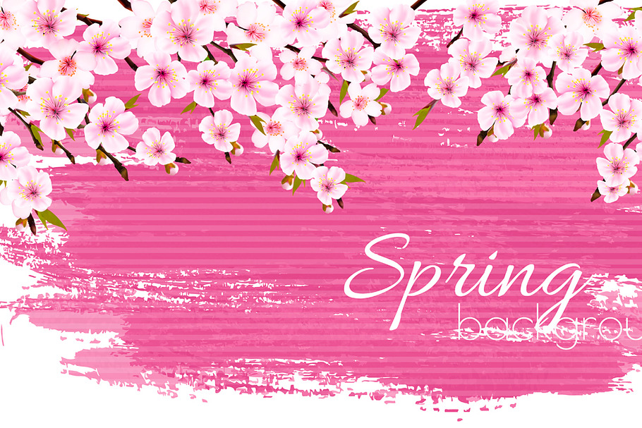 Spring nature background with sakura in Illustrations - product preview 8