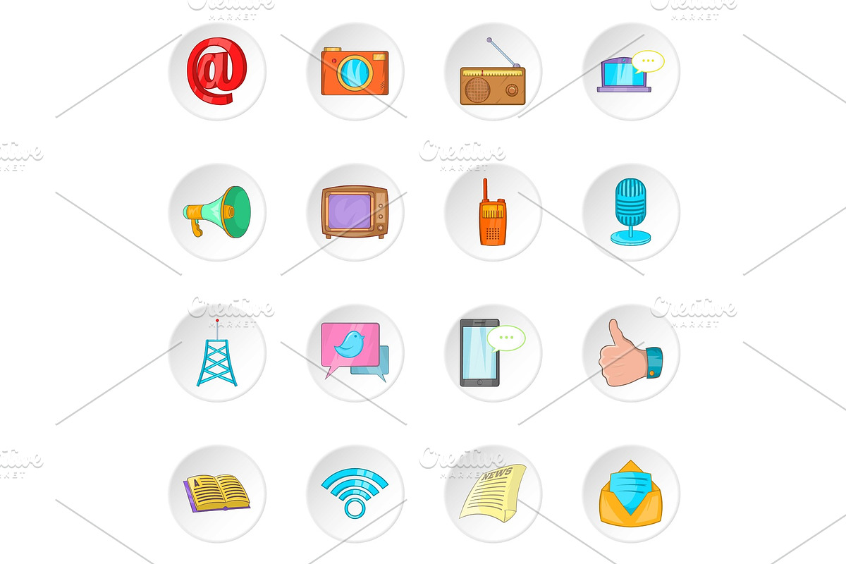 Advertisement icons, cartoon style in Objects - product preview 8