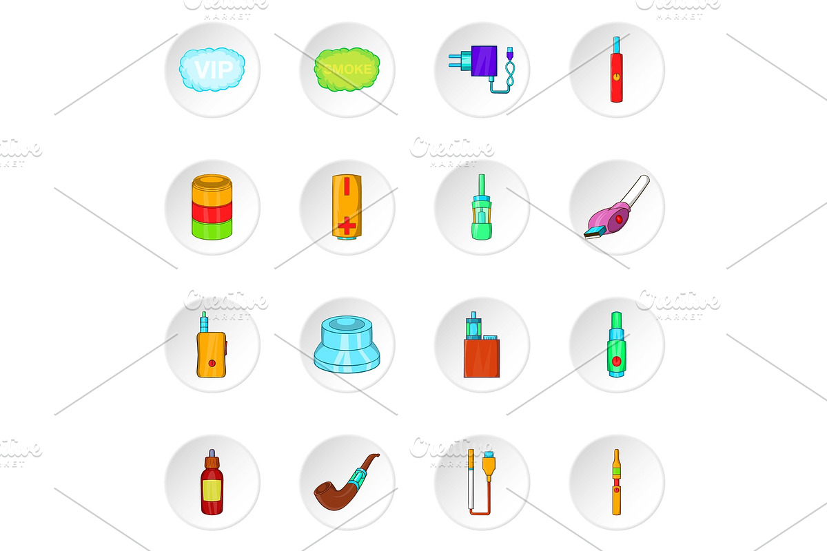 Electronic cigarette icons, cartoon in Objects - product preview 8