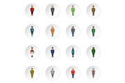 Soldiers in uniform icons, cartoon