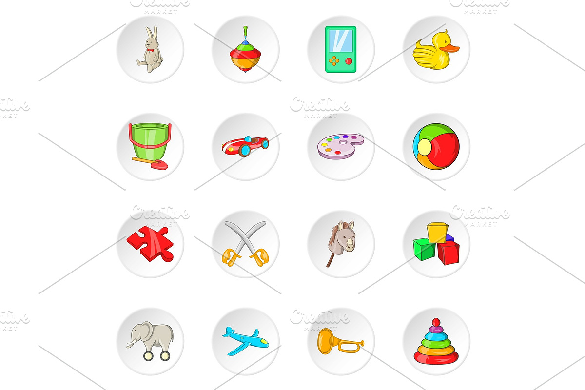 Toy icons, cartoon style in Illustrations - product preview 8