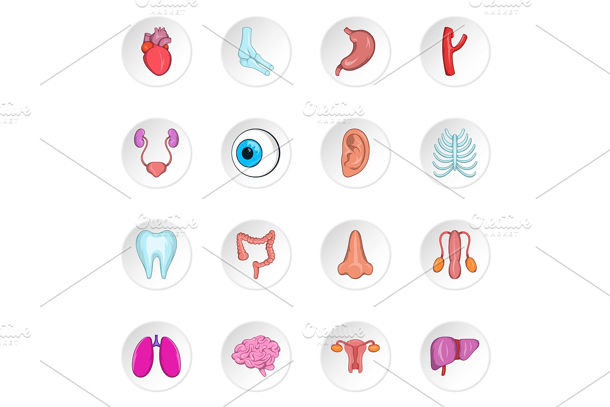 Human organ icons, cartoon style in Objects - product preview 8