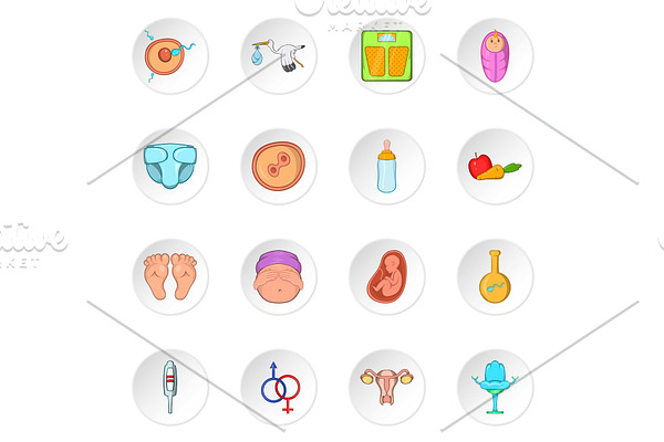 Pregnancy and newborn baby icons