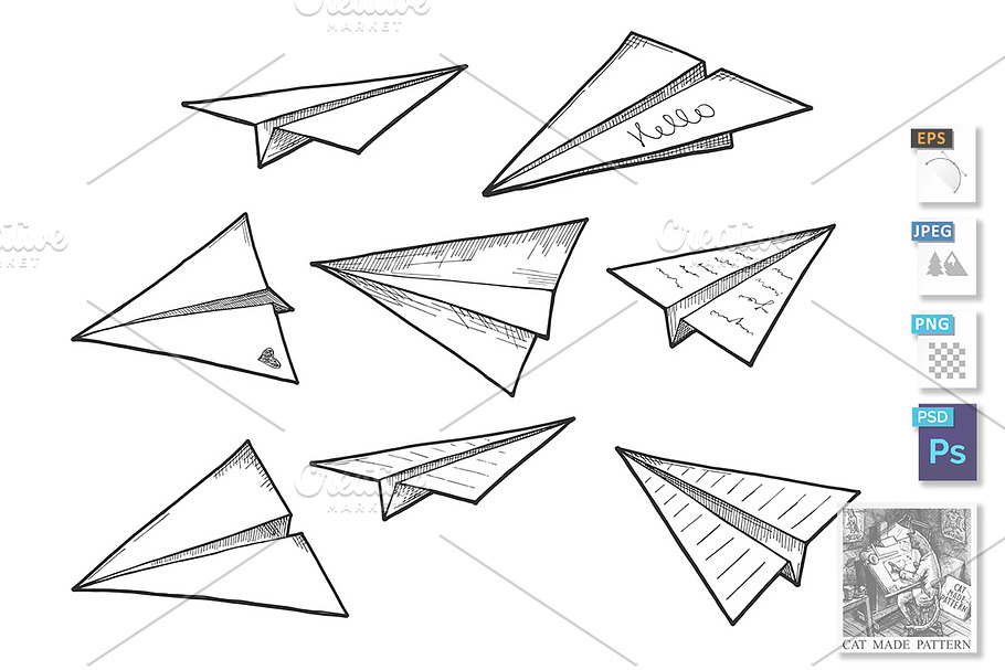 Paper air planes set in Illustrations - product preview 8