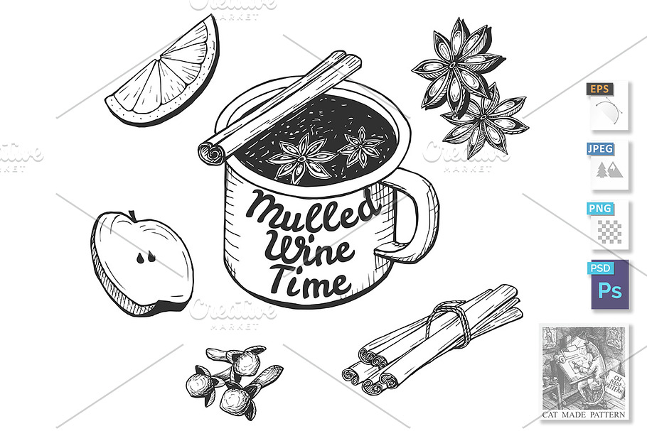 Cup with the mulled wine in Illustrations - product preview 8
