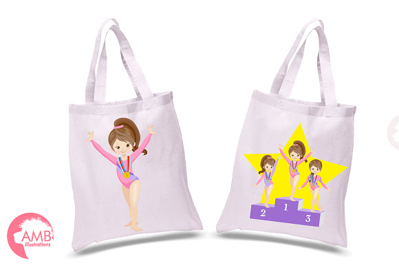 Gymnast Girls Clipart AMB-2136 in Illustrations - product preview 1
