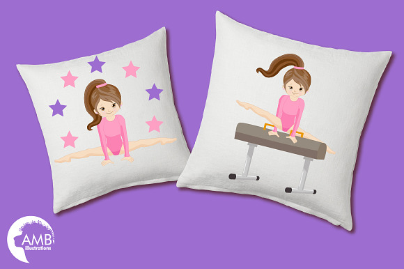 Gymnast Girls Clipart AMB-2136 in Illustrations - product preview 2