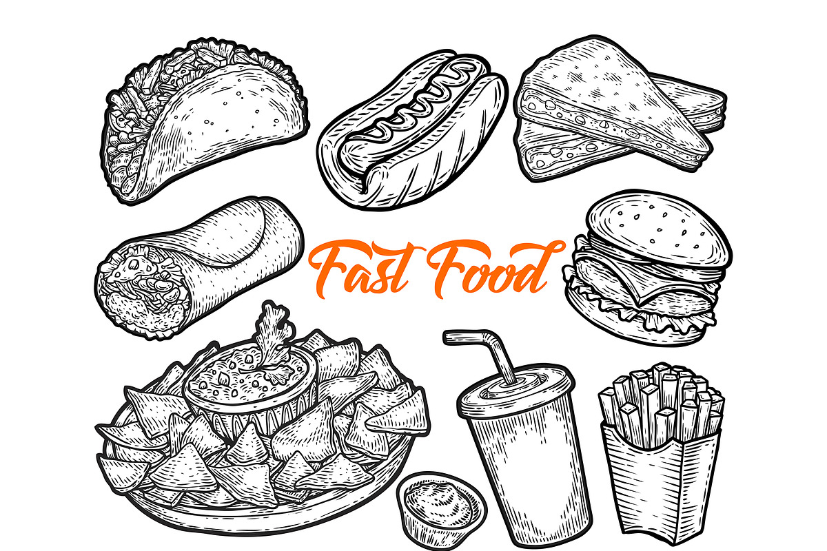 Fast food illustrations in Illustrations - product preview 8