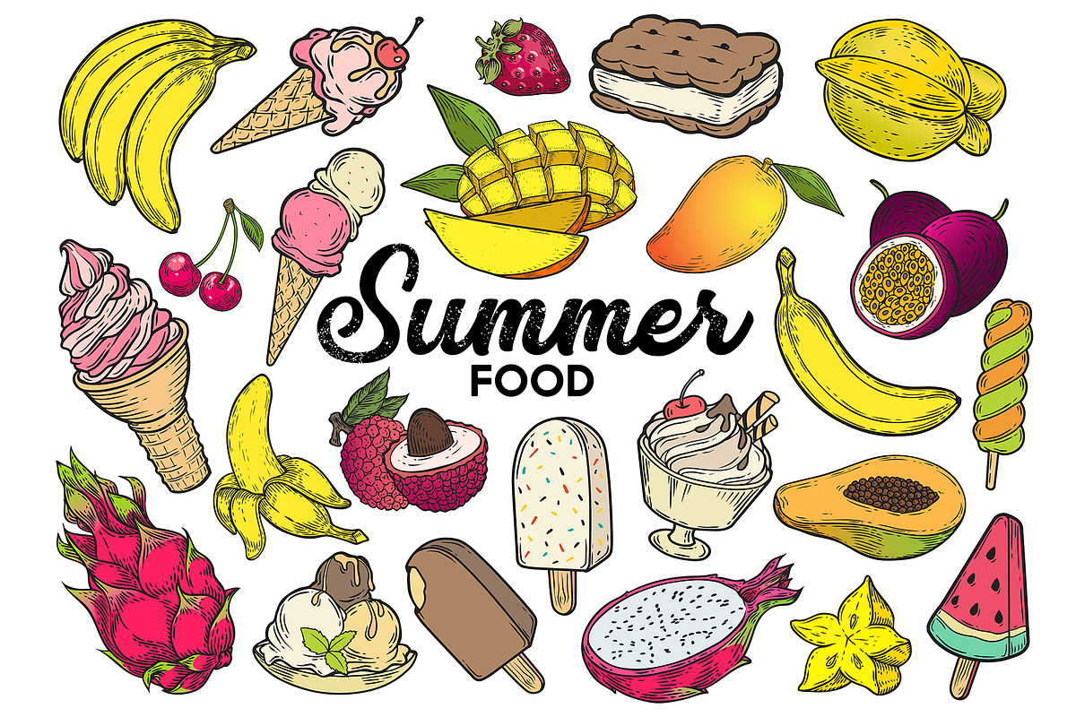Summer food set in Illustrations - product preview 8