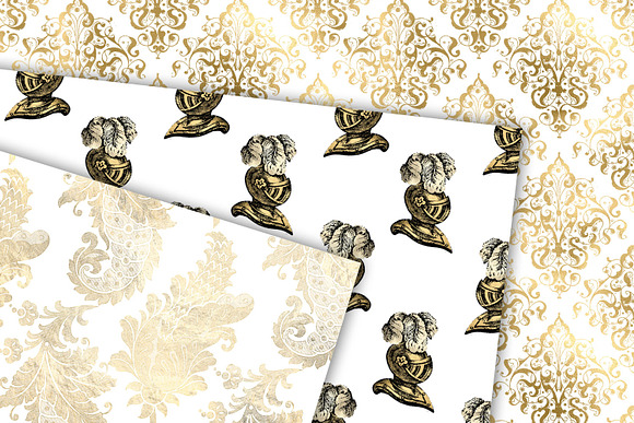 White & Gold Princess Digital Paper in Patterns - product preview 1