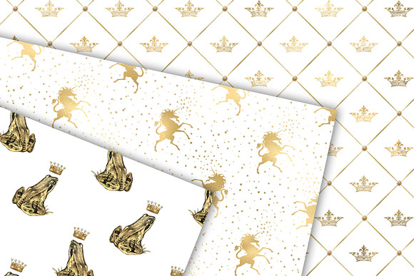 White & Gold Princess Digital Paper in Patterns - product preview 2