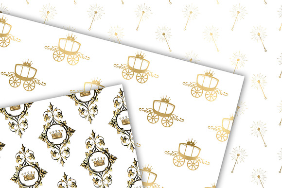 White & Gold Princess Digital Paper in Patterns - product preview 4