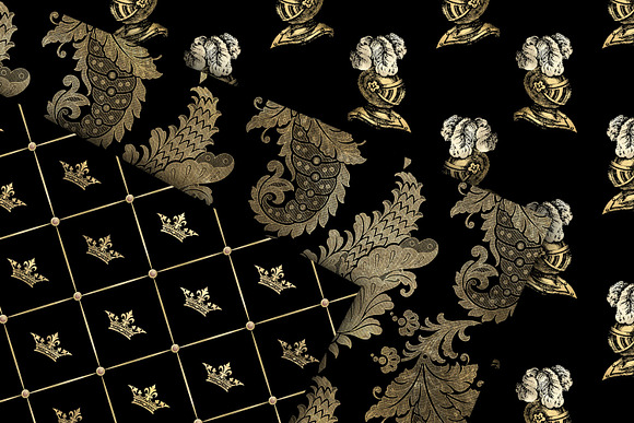 Black & Gold Princess Digital Paper in Patterns - product preview 1