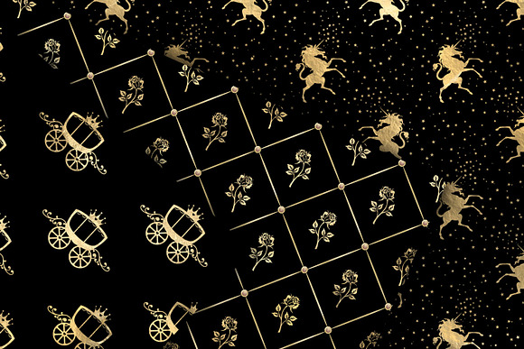 Black & Gold Princess Digital Paper in Patterns - product preview 2