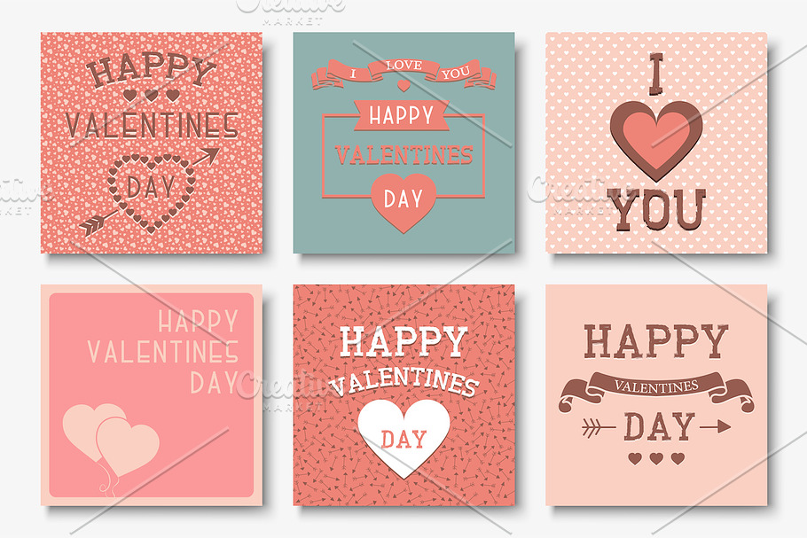 Set of beautiful Valentine Day cards