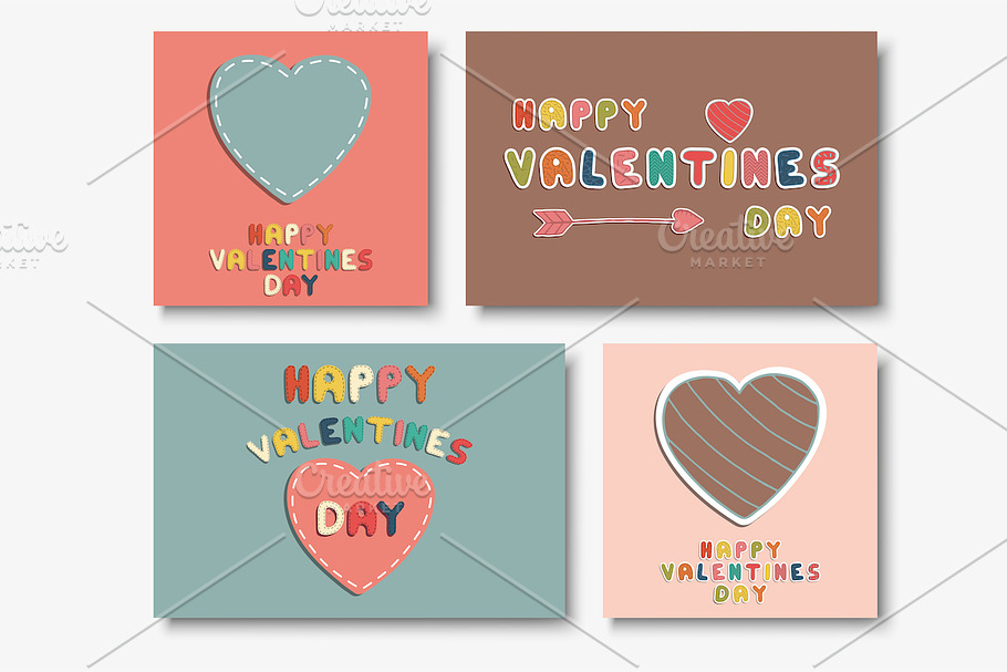 Valentine day cards - doodle design