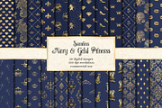 Navy and Gold Princess Digital Paper