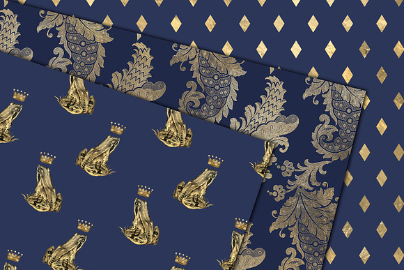 Navy and Gold Princess Digital Paper in Patterns - product preview 1