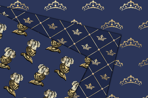 Navy and Gold Princess Digital Paper in Patterns - product preview 2