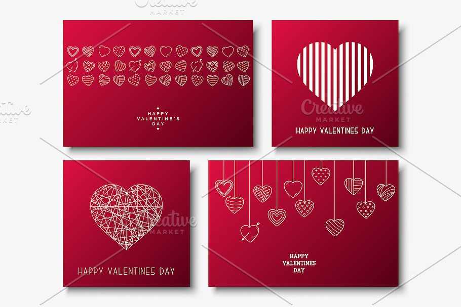 Set of Happy Valentine's Day cards