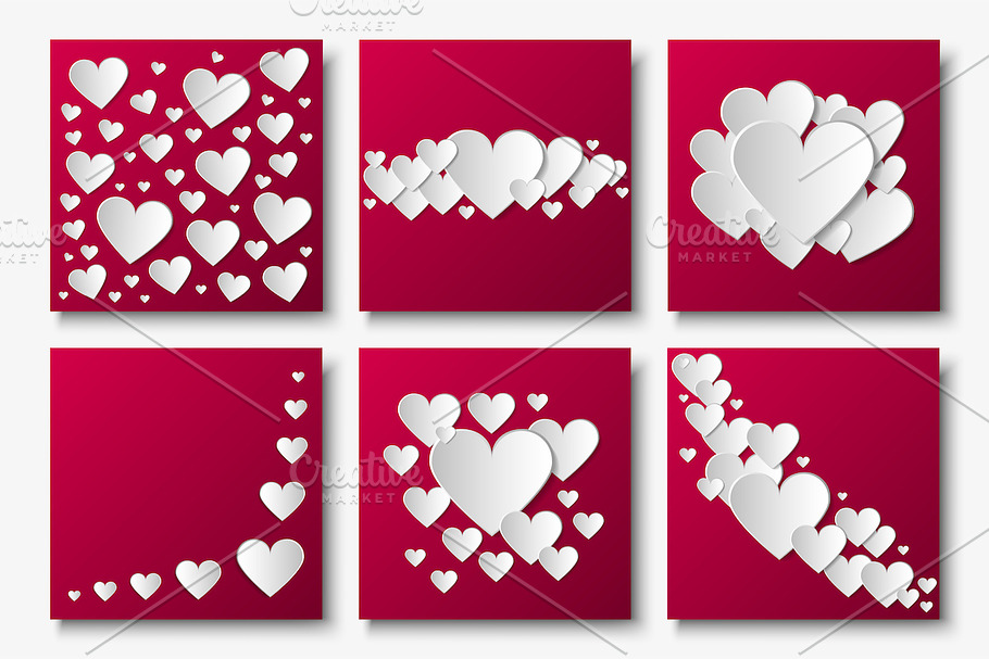 Vector cards with 3d paper hearts in Illustrations - product preview 8