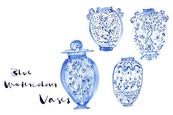 Chinoiserie Watercolour Elements in Illustrations - product preview 8