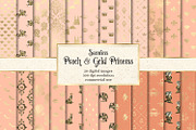 Peach & Gold Princess Digital Paper