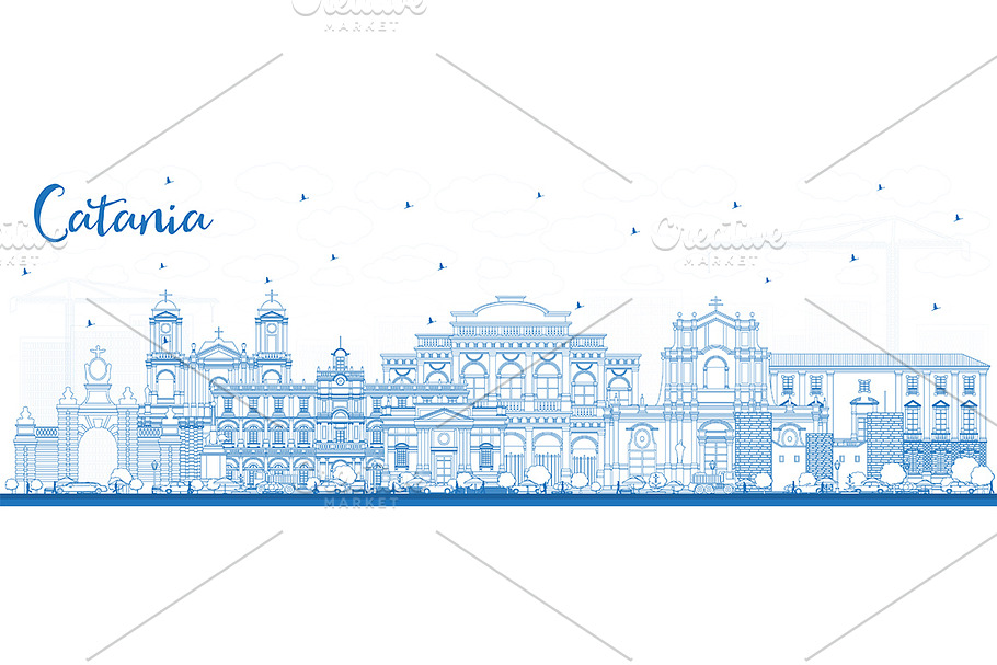 Outline Catania Italy City Skyline  in Illustrations - product preview 8