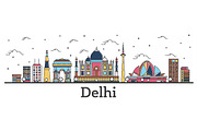 Outline Delhi India City Skyline 