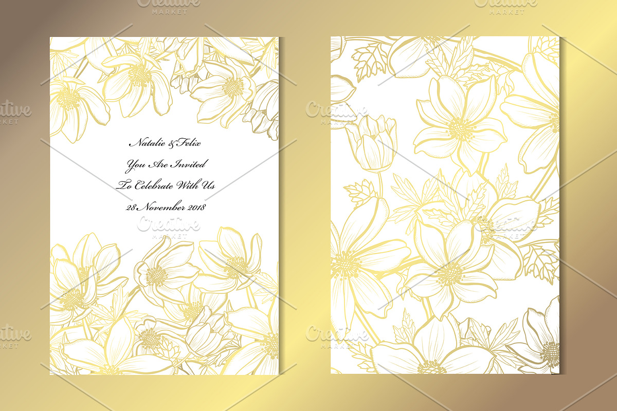 Golden Anemone Card Template in Postcard Templates - product preview 8