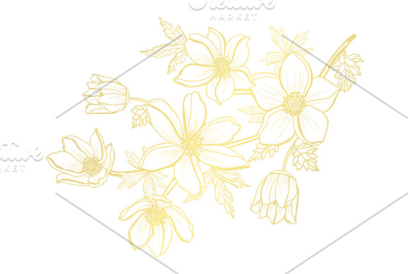 Golden Anemone Card Template in Postcard Templates - product preview 1