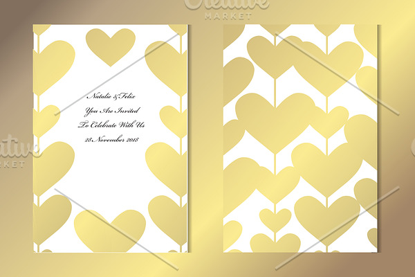 Golden Hearts Card Template