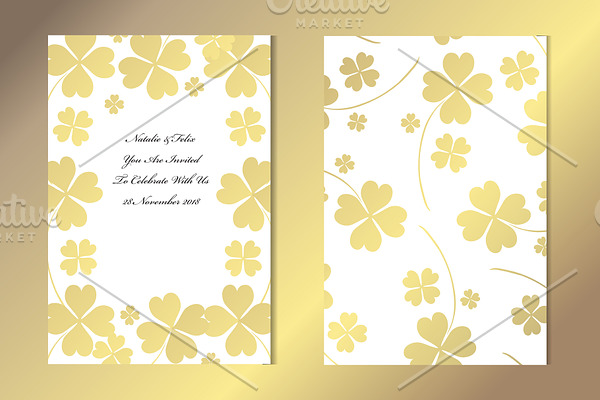 Golden Lucky Clover Card Template