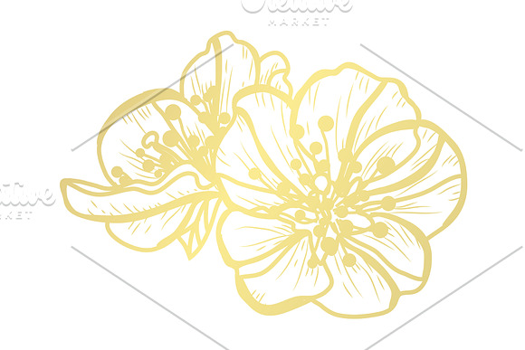 Golden Sakura Card Template in Postcard Templates - product preview 1