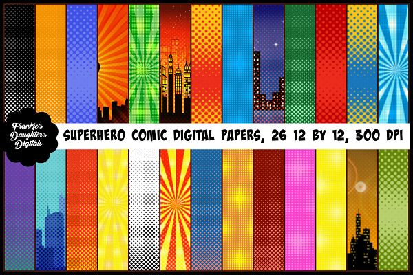 Superhero Comic Pop Art Papers