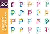 20 Logo Lettering P Template Bundle